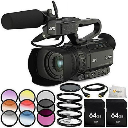 Image of JVC GY-HM200HW House of Worship Streaming Camcorder Bundle Includes 2 64GB SD Memory Cards + 3PC Filter Kit + 4pc Macro Filter Set + Variable Neutral