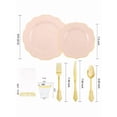 thumbnail image 3 of 350PCS Gold Plastic Plates - Gold Disposable Dinnerware Set - Include DinnerDessert Plates, 50 Cups, 50 Pre Rolled Napkins With Cutlery Set - PartyWedding, 3 of 12