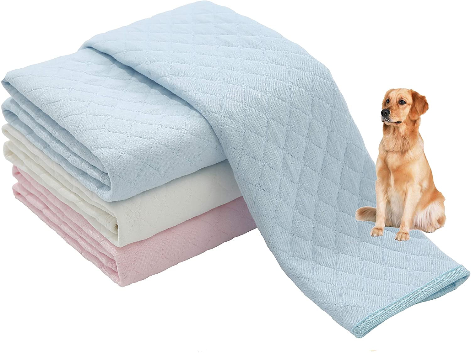 Washable Reusable Pee Pads for Dogs 2Pack Blue, Pink 100 Waterproof & Extra Absorbent
