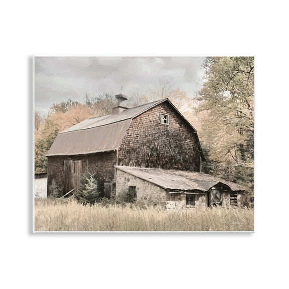 Stupell Industries Beige Rustic Barn Landscape & Nature Photography Unframed Art Print Wall Art, 14 x 11