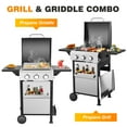 thumbnail image 3 of 2 in 1 Propane Gas Grill and Griddle Combo, 3 Burner Griddle Grill Combo with Folding Side Tables & Hanging Basket, 36,900BTU Stainless Steel Propane Grill for Outdoor Cooking, 3 of 9