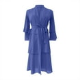 thumbnail image 5 of Girls Boho Maxi Dress 3-Piece Set Blue, Long Sleeve with Pockets & Headscarf for Party Church Holiday, Sizes 5-6Y to 13-14Y,Size 13-14 T, 5 of 9