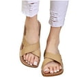thumbnail image 6 of YYUIJK Women's Flat Slide Sandals Clearance Sale - Fashion Slip On Summer Sandals For Women Khaki 6, 6 of 7