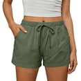 thumbnail image 6 of Gifts USSUMA Womens High‑Waist Slimming Loose Cotton‑Linen Pull‑On Shorts Breathable Elastic Waist with Pocket Detail Relaxed Fit for Summer Casual Wear and Beach Outings, Linen, Shorts, 6 of 7