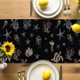 thumbnail image 4 of Table Runner Sea Turtle Jellyfish Table Decoration for Kitchen Dinning Coral Starfish Black Table Decoration for Indoor Outdoor Party Wedding Decor 13x72inch, 4 of 7