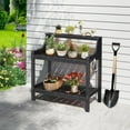 thumbnail image 3 of ROGALIS HDPS Outdoor Potting Bench Table w/4 Hooks & 3 Shelves, All-Weather, No Rust/Fade, Black, 3 of 7