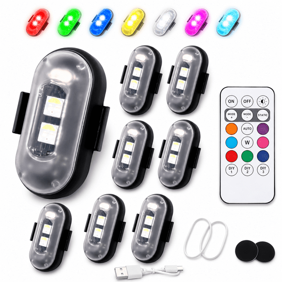 Summer LED Lights for Car,RGB Car LED Light for Summer,Remote Control Strobe Light,Wireless Interior Leds