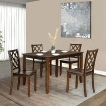 Furniture of America Exino 5-Piece Transitional Wood Upholstered Dining Table Set, Dark Cherry