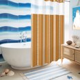 thumbnail image 6 of No Hook Shower Curtain, Boho Burnt Orange Shower Curtains for Bathroom with See Through Top Window, Minimalist Farmhouse Striped Waterproof & Washable Bath Curtain Narrow 54"x78", 6 of 9