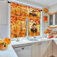 thumbnail image 3 of Thanksgiving Pumpkin Funny Kitchen Curtains with Valance and Tier Sets 36 Inch, 3 Pieces Turkey Bird Wooden Rod Pocket Drapes Window Treatment Curtains for Kitchen Over Sink Dining Room Decor, 3 of 6