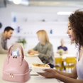thumbnail image 1 of Women's Double-layer Portable Artificial Leather Insulated Lunch Bag, Reusable Women's Picnic Bag, Travel Lunch Bag, 1 of 5
