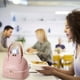 thumbnail image 1 of Mochila portátil bolsa de almuerzo de cuero artificial de dos capas, bolsa de picnic reutilizable para mujeres, bolsa de viaje para almuerzo, aislada, de cuero sintético, resistente al agua,, 1 of 9
