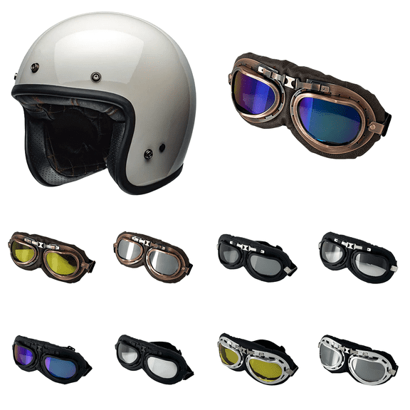Retro Flat Goggles Vintage Windproof Riding Motorcycle UV-Cut Tinted Sunglasses