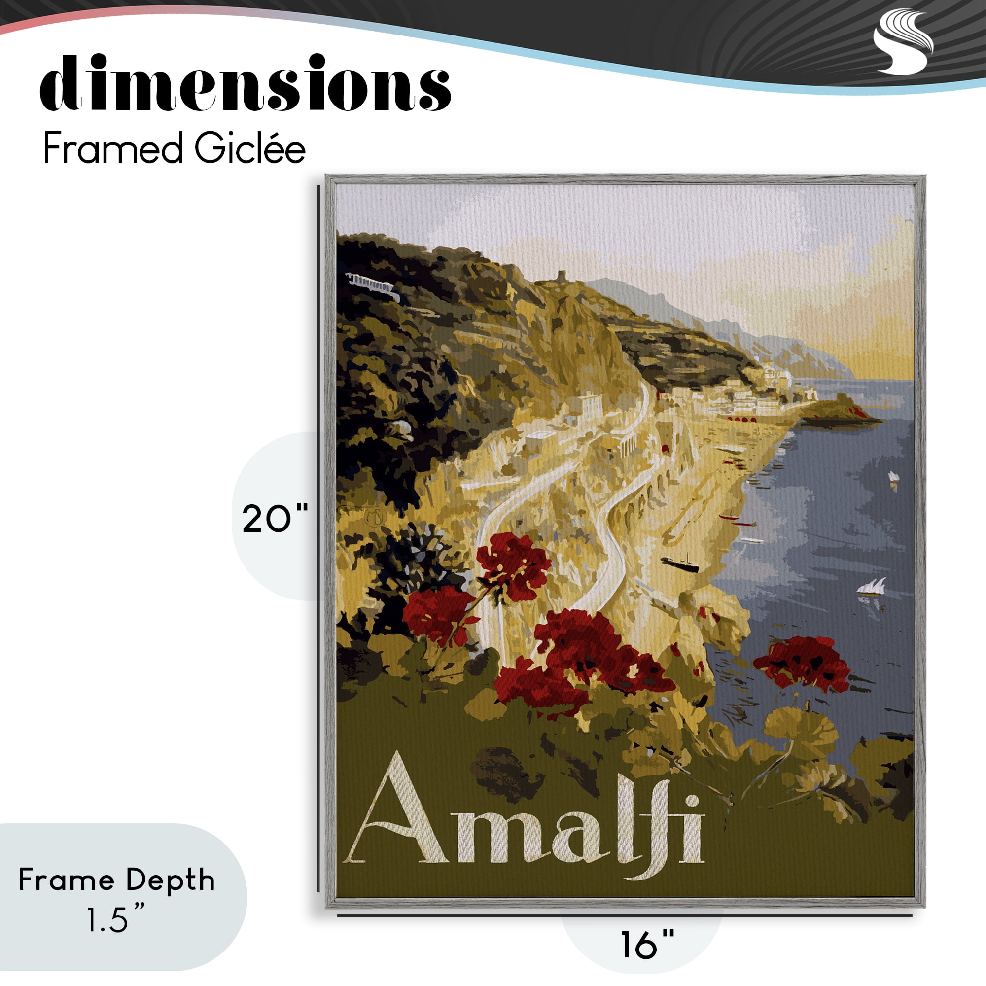 Stupell Industries Picturesque Amalfi Coast Gray Framed Giclee Art, design by Lil' Rue
