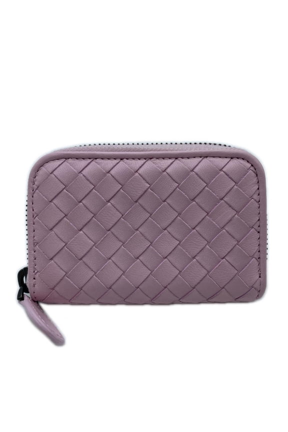 Pre-Owned BOTTEGA VENETA Intrecciato Coin Case 114075, Pink Calf Leather, Women's