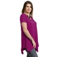 thumbnail image 3 of LARACE Short Sleeve T-Shirts for Women Plus size Tops V-Neck Tunic Tops for Leggings Fushia_4X, 3 of 6