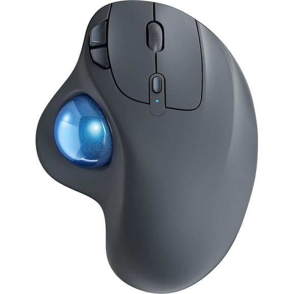 Wireless Trackball Mouse, Rechargeable Ergonomic, Easy Thumb Control, Precise & Smooth Tracking, 3 Device Connection (Bluetooth or USB Receiver)