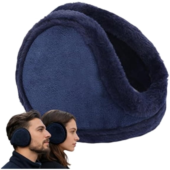 4-Pack Men Ear Muffs for Winter, Fleece Behind Head Ear Warmers, Foldable Adjustable for Outdoor Activities (Blue, Fleece-lined)