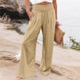 thumbnail image 2 of Women's Pants Fashion Casual Pants For Women Linen Summer Wide Leg High Waist Casual Pant 2026 Beach Travel Vacation Outfits, 2 of 7