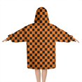 thumbnail image 2 of Orange and Black Checkered Pattern Blanket Hoodies for Kids 6-13YR Oversize Wearable Blanket Hoodies for Boys Girls Teens, 2 of 7