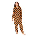 thumbnail image 4 of joogoo Orange Checkered Grid Pattern Unisex Adults Onesies Pajamas Jumpsuits L, 4 of 7