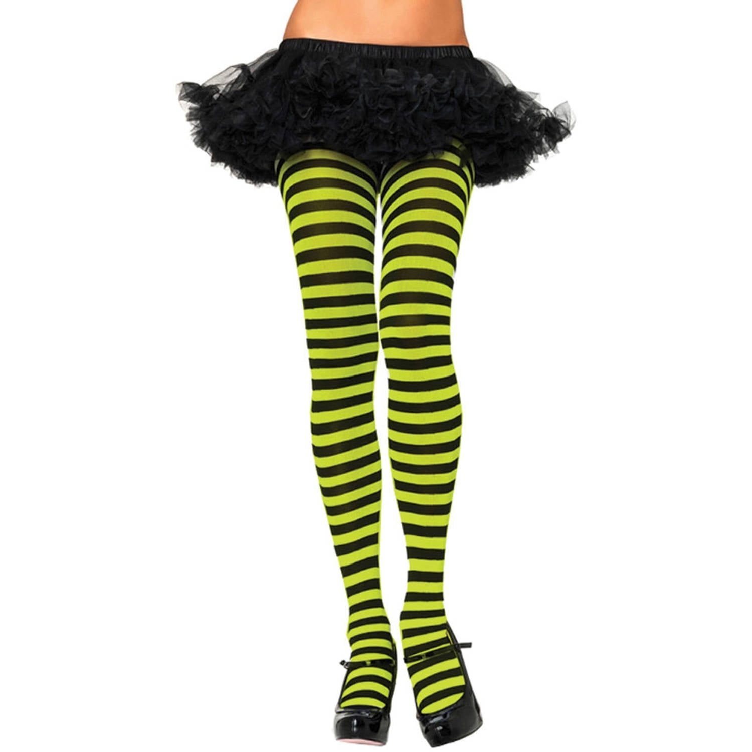 plus size green and black striped tights