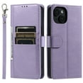 thumbnail image 6 of Classic Premium PU Leather Flip Case for iPhone 11, Wallet Case with Card Slots & Cash Pocket Kickstand Wrist Strap Full Body Protection Folio Case Cover for iPhone 11, Purple, 6 of 7