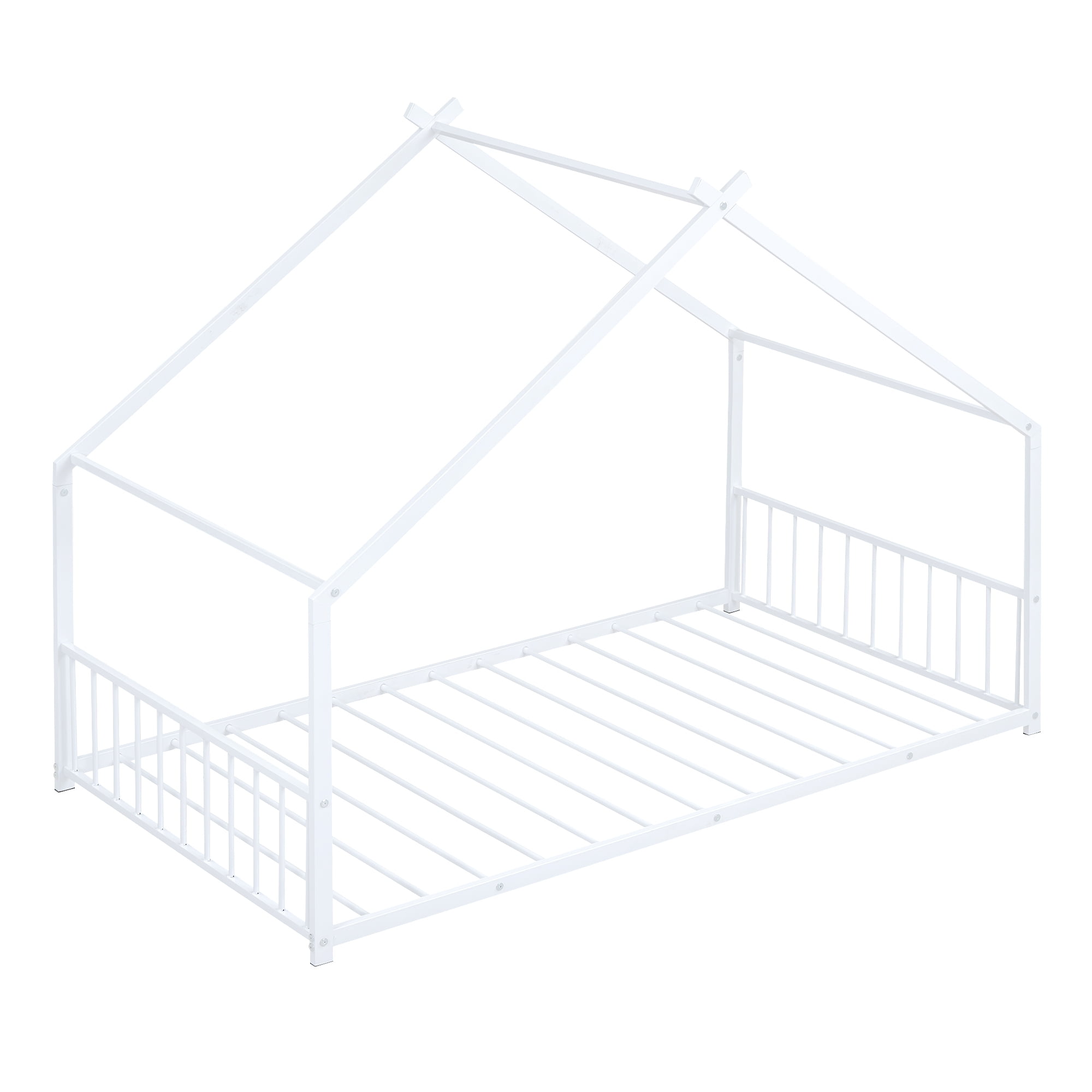 Harper & Bright Designs Twin Size Metal House Bed, White