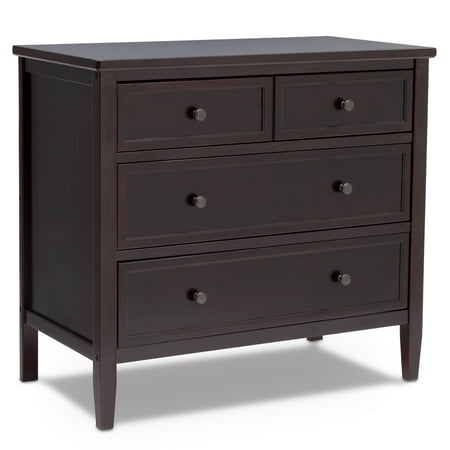 Delta Children Epic 3 Drawer Dresser with Interlocking Drawers - Greenguard Gold Certified, Dark Chocolate