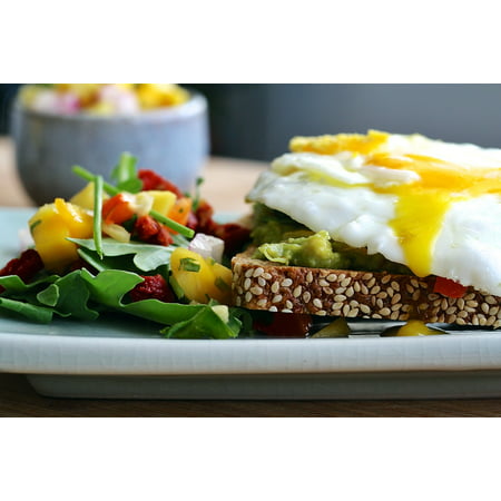 canvas print sunny side up sandwich eggs open faced fried salad stretched canvas 10 x