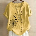 thumbnail image 2 of VJATTWR Hauts à Manches Courtes pour Femmes Mode Été Décontractée Grande Taille Ample Imprimé Rétro et T-Shirt en Lin S, 2 of 3