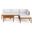 thumbnail image 3 of vidaXL 6 Piece Patio Lounge Set with Cushions Cream Solid Acacia Wood, 3 of 12