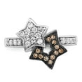 thumbnail image 5 of Sterling Silver Rhodium Clear & Champagne CZ Stars Ring, 5 of 6