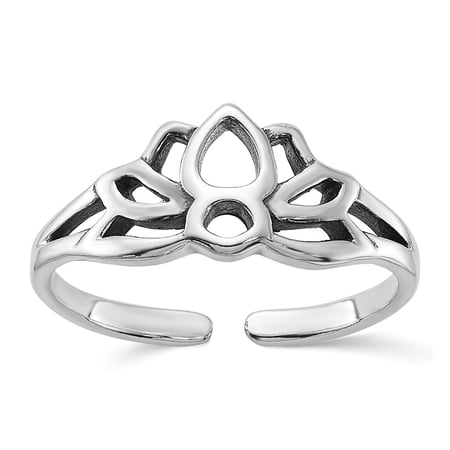 Auriga 925 Sterling Silver Antiqued Lotus Flower Toe Ring for Women