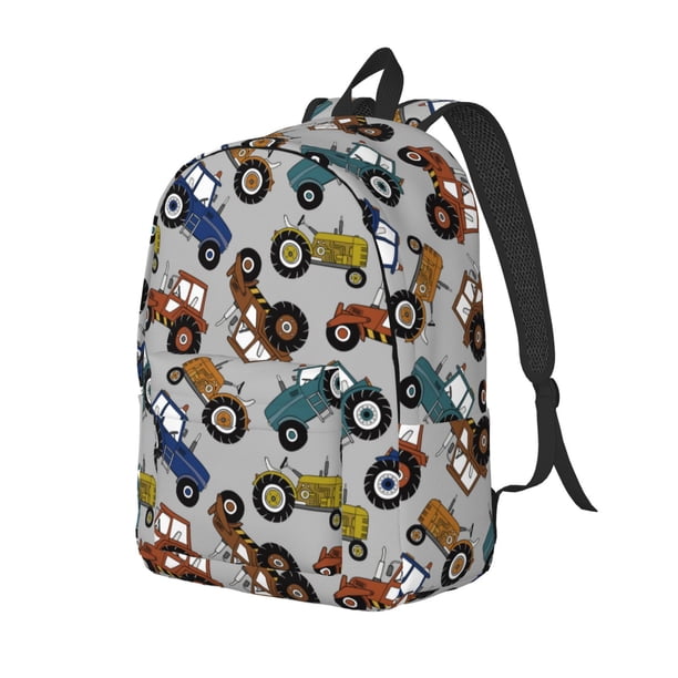 Disketp Color Tractor Mochila de Lona Estampada, Mochila Escolar de Viaje Ligera para Estudiantes y Portátil-Small