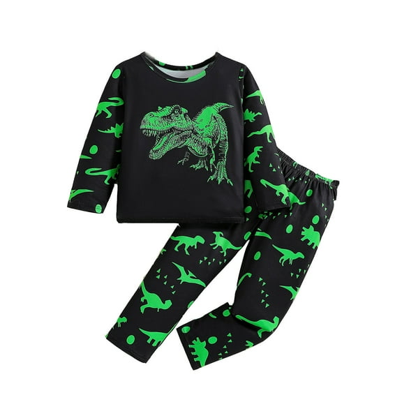 Tiweut Outfits for Boys Toddler Long Sleeve Round Neck Luminous Pattern Tops and Shorts Relaxed Fit Boy's Clothes Suits 2-3 Y