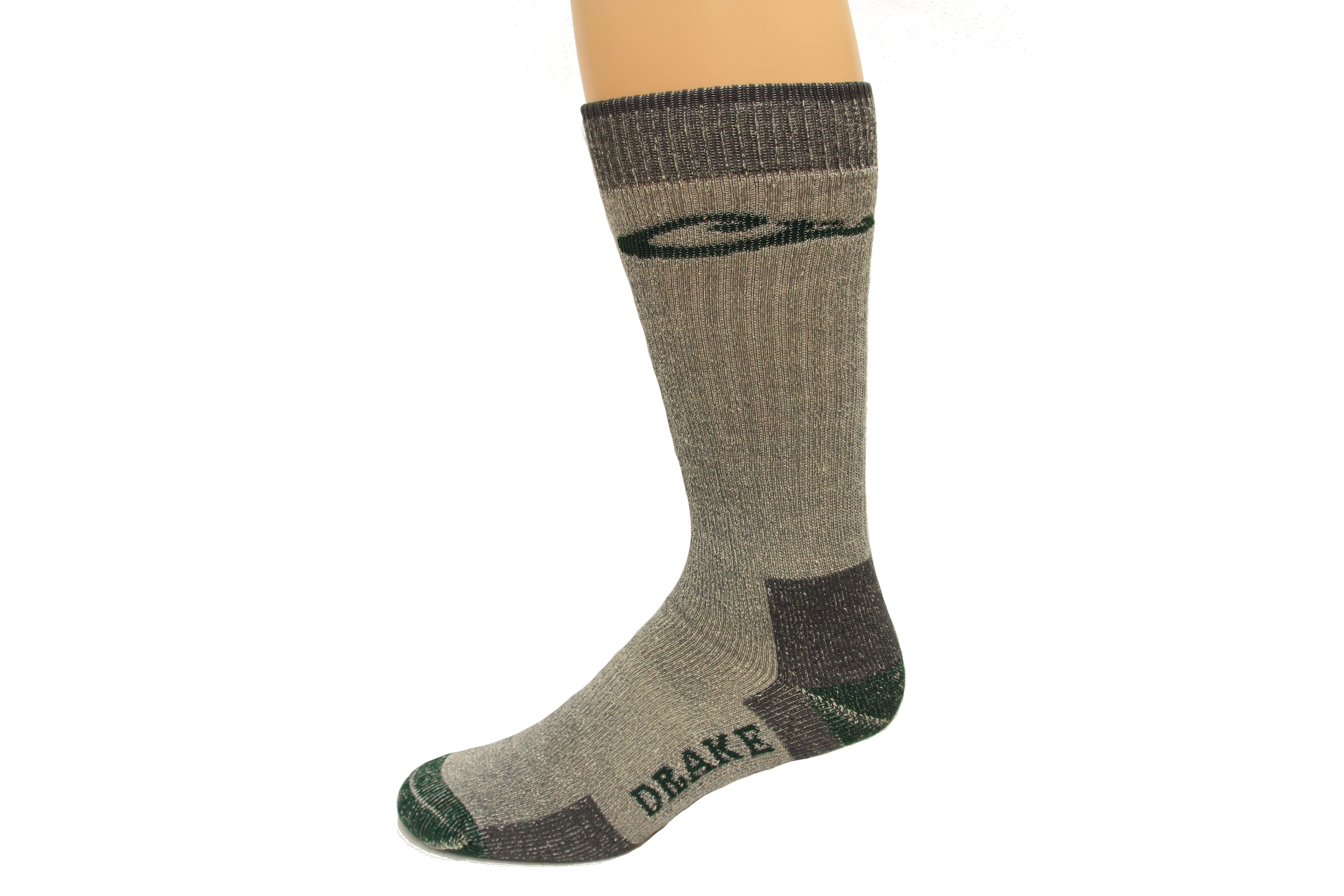 Drake Merino Wool Crew Socks, Grey/Green, XLrg (M 12-16), 1 Pair ...