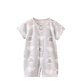thumbnail image 2 of YHAJDS Newborn Baby Short Sleeve Romper Solid Color Print Cotton Bodysuit Jumpsuit Summer Infants Clothes Outfit, 2 of 3