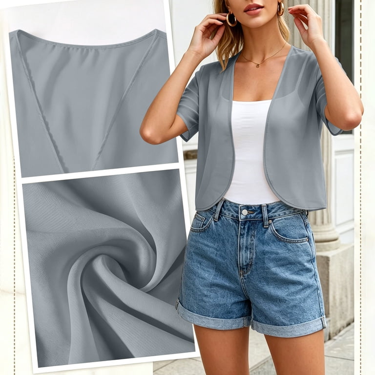 Hfnxid Womens Bolero Shrug Sheer Chiffon Shrugs Casual Cap Sleeve