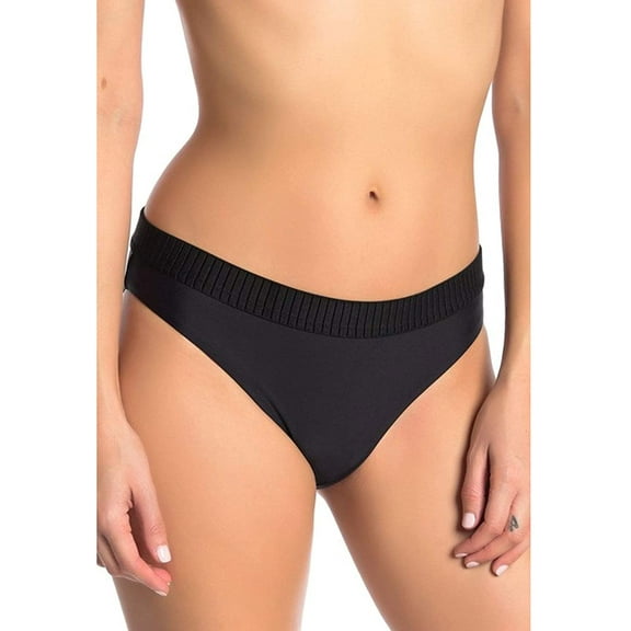 PilyQ MIDNIGHT Elastic Banded Bikini Swim Bottom, US Medium
