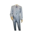 thumbnail image 4 of Men Apollo King 3pc Suit Window Pane Plaid 100% Soft Wool Super 150 #985-12 Blue, 4 of 9