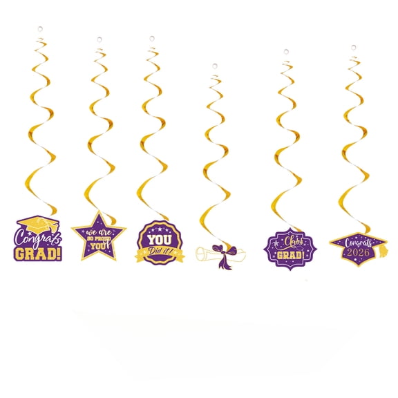 Graduation Decorations Class of 2026 Purple and Gold Graduation Party Decor Set include Congrats Grad Banner Backdrop Class of 2026 Balloons Party Supplies