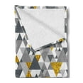 thumbnail image 2 of Grey and Yellow Soft Flannel Fleece Throw Blanket, Zig Zag Triangles Futuristic Design with Yellow Details, Cozy Plush for Indoor and Outdoor Use, 60" x 80", Charcoal Grey Marigold, by Ambesonne, 2 of 5