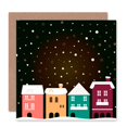 thumbnail image 1 of Christmas Street Snow Night Greetings Card Plus Envelope Blank inside, 1 of 3