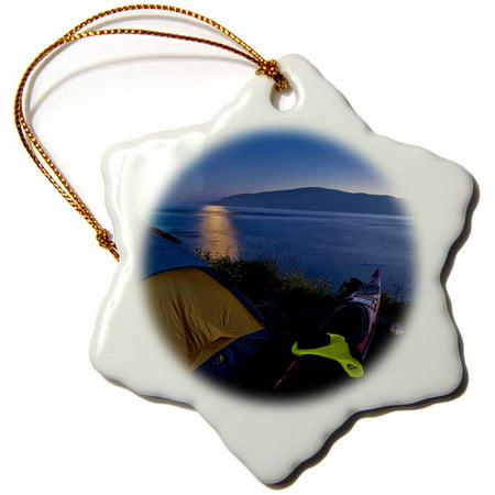 3dRose Washington, San Juan Islands, Strawberry Island, camp - US48 GLU0087 - Gary Luhm, Snowflake Ornament, Porcelain, (Best Camping San Juan Islands)