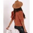 thumbnail image 2 of Suéteres abullonados de manga corta para mujer 2024, primavera y verano, modernas, casuales, blusas, color naranja, 2 of 6