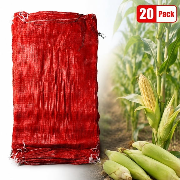 20 Pack Red PP Mesh Produce Bags, Drawstring Breathable Storage Bags for Harvest Grocery