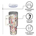 thumbnail image 4 of OBREWU Pugs and Flowers Tumbler with Handle and Lid,Pugs and Flowers 40oz Double Wall Vacuum Insulated Tumbler,Cups Gift for Women and Men, 4 of 7
