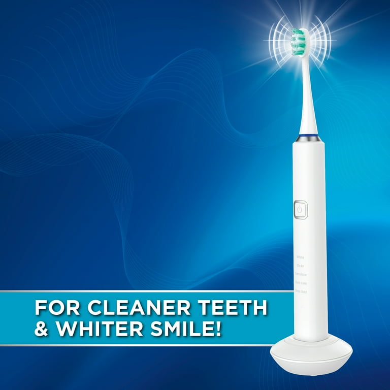 Miracle Smile Sonic Toothbrush, 5 Speeds, USB Dock, 6 Brush Heads