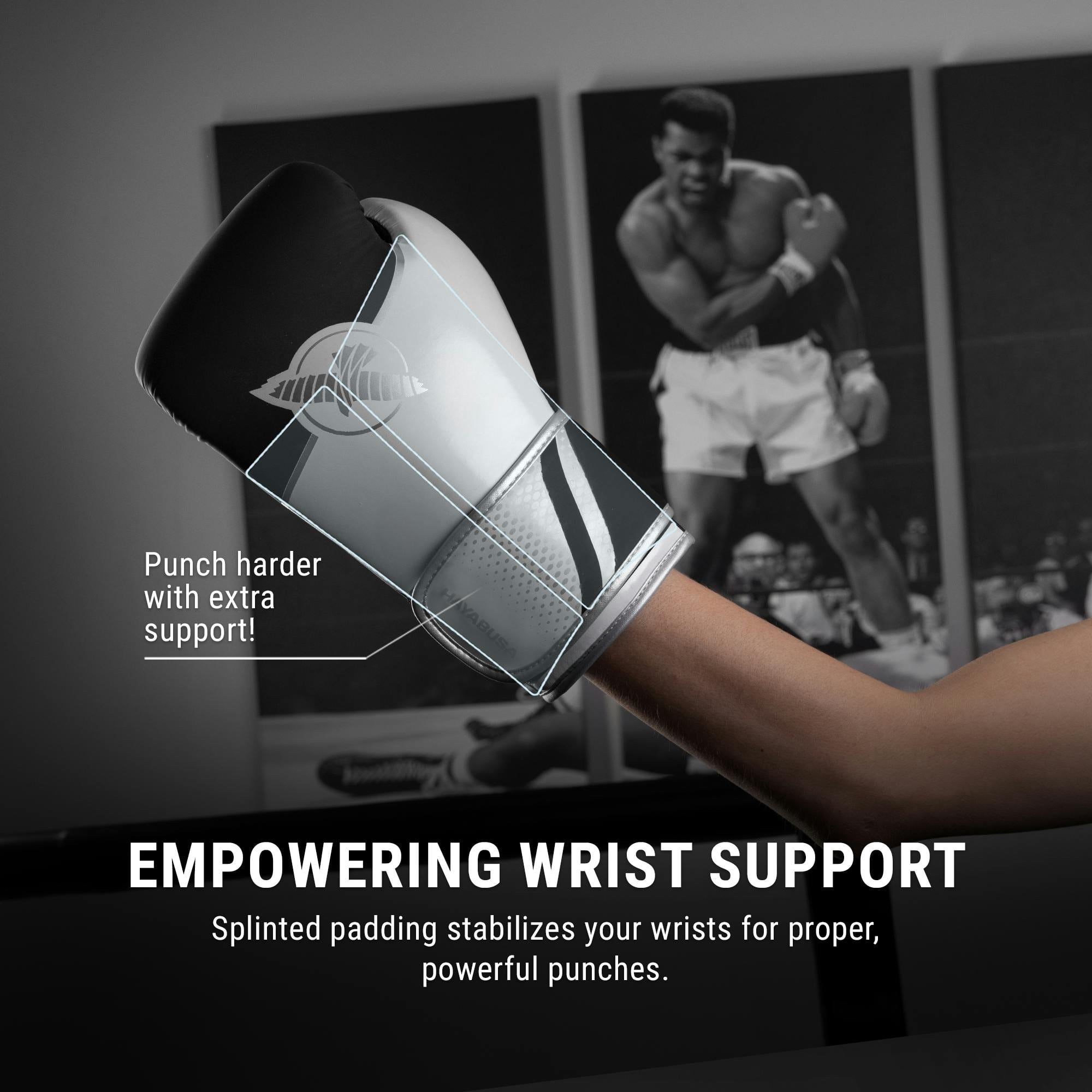 Hayabusa Sport Boxing Gloves for Men and Women - White/Silver, 12oz
